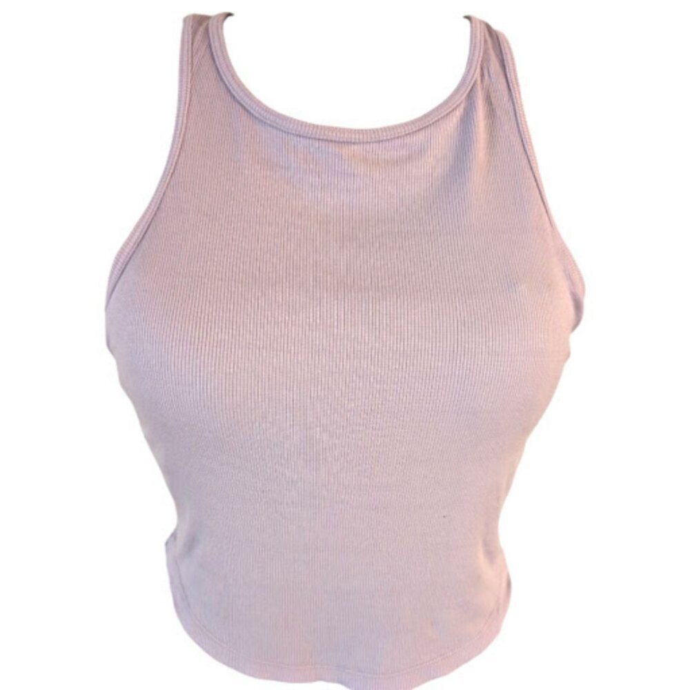 NWT Purple/Lilac All in Motion Ribbed Racerback Keyhole Crop Tank Top Medium